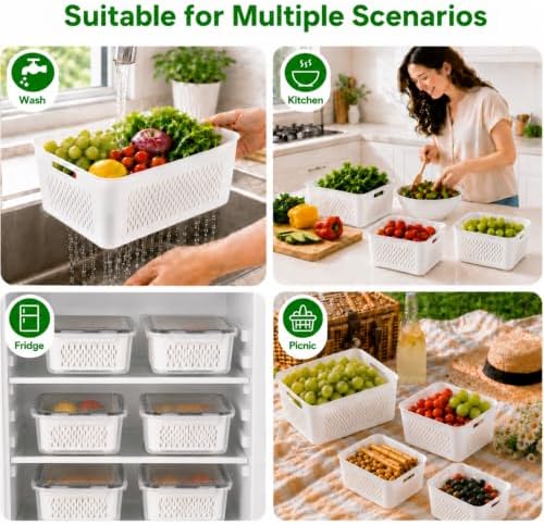 UFORU 4 Pack Fruit Storage Containers for Fridge