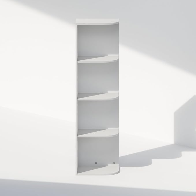 Furinno Reed Corner Shelf, 4-Tier Corner Bookshelf, Book Shelf, Corner Shelves - Image 5
