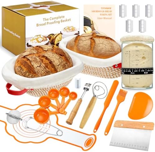 Sourdough Starter Kit – 10" Round + 9" Oval Banneton Baskets, Lame &