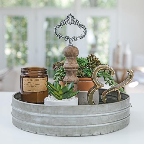 Galvanized Metal and Wooden Single Serving Tray by Felt Creative Home