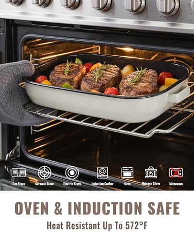 Enamel Turkey Roasting Pan with Rack Set, 14&17 Inch