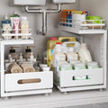 Under Sink Organizer Upgrade To Professional Rails,2-Tier Dual Pull