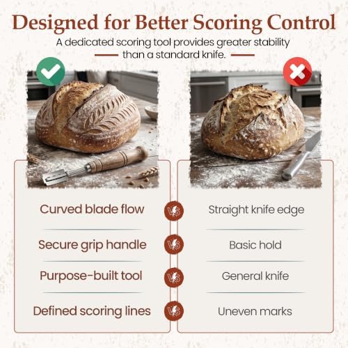 Wooden Bread Lame Sourdough Scoring Tool, 5 Razor Blades