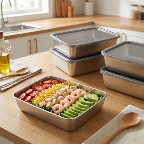 4 PCS 304 Stainless Steel Food Storage Containers with lids, 2.3 Inch
