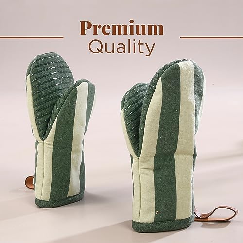 Folkulture Oven Mitts, Set of 2, Matcha Green, 5.75"x9"