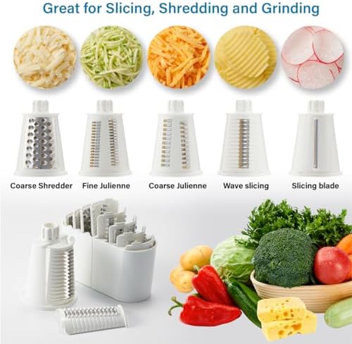 Rotary Cheese Grater Hand Crank, 5-Blade, Black
