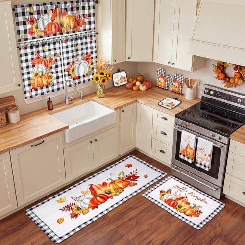 Haull 13 Pcs Fall Thanksgiving Kitchen Decor Set Buffalo Plaid