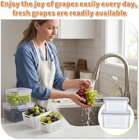 2-Pack Grape Containers with Built-In Drain Basket