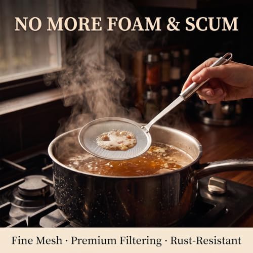 2PCS Stainless Steel Spider Strainer Set, Wire Mesh Skimmer Spoon for