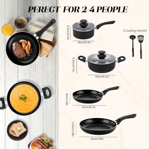 BECIGAR 8 Pcs Ceramic Pots and Pans Set, Cooking Pan Set, Nonstick