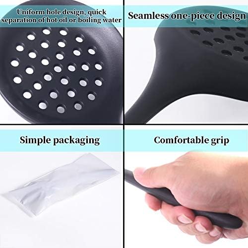 77L Silicone Slotted Spoon, Heatproof Skimmer Strainer Slotted Ladle