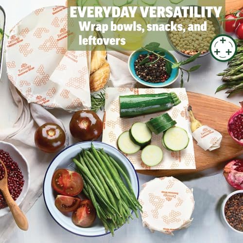 Zenlogy Beeswax Food Wrap Roll, 13 x 55 Inches, Organic Cotton