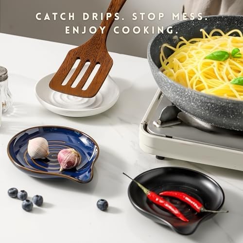 Spoon Rest for Stove Top, Ceramic Spoon Holder for Kitchen Counter