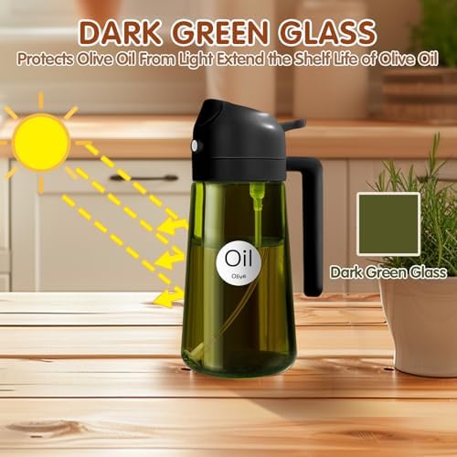 YARRAMATE 16oz/470ml Clear and Dark Green Oil Sprayer (Black)