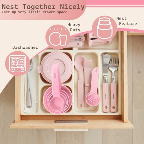 Inmorven 10pcs Measuring Cups and Spoons Set, BPA-Free Plastic Kitchen