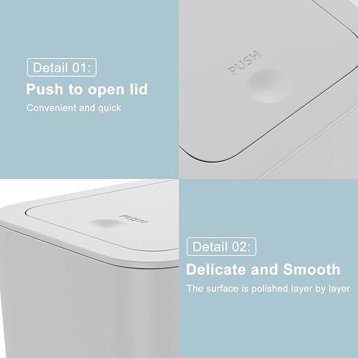 3 Pack 10 Liter / 2.6 Gallon Bathroom Trash Can, Small Trash Can - Image 6