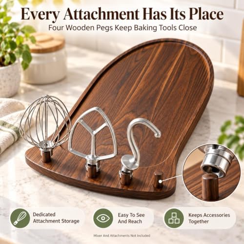 Handmade Bamboo Mixer Mobile Tray Kitchen Slider Countertop Appliance