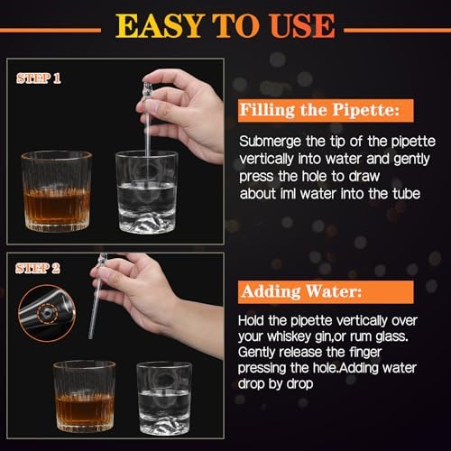 Whiskey Glass Water Pipette,Precision Whisky Dilution Tool,Glass