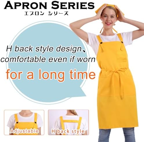 BIGHAS H Back Style Apron with Pocket for Women, Men Adjustable Large