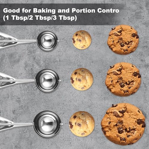 Cookie Scoop,Set of 3 Cookie Dough Scoops for Baking 1 Tbsp,2 Tbsp,3