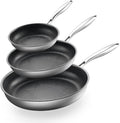 3pc Non Stick Frying Pans Stainless Steel Frying Pan Set 8"+10"+12"
