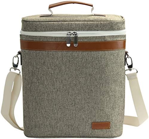 3 Bottle Insulated Wine Carrier Tote with Shoulder Strap & Corkscrew