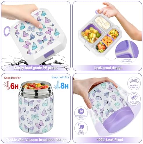 wiwens Bento Lunch Box for Kids with 12oz Soup Thermo Leak-Proof Lunch