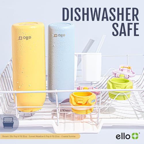 Ello Pop & Fill 22oz Stainless Water Bottle, Sip or Chug, Fresh Dew
