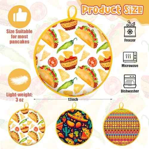 LemonRoad 3 Pcs Tortilla Warmer Pouch 12 Inch Microwaveable &