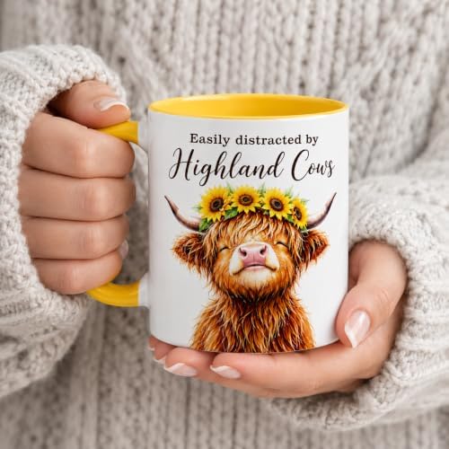 Hyturtle Highland Cow Coffee Mug, Cute Scottish Cow Gift For Women