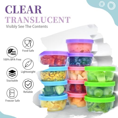 TOFLEN 12Pcs 5 oz Small Plastic Freezer Containers, Multicolor