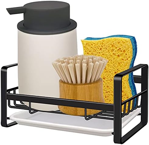 VANTEN Kitchen Sink Caddy, Matte Black Stainless Steel