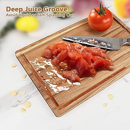 Acacia Wood Cutting Board Set with Juice Groove (3 Pieces), Organic