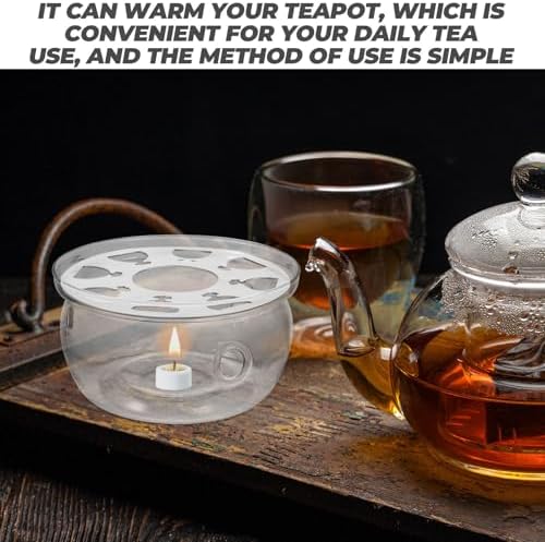 Glass Teapot Warmer Round Base Tealight Heating Stand for Tea and Milk