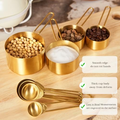Golden 304 Stainless Steel Measuring Cups and Spoons Set,8PCS