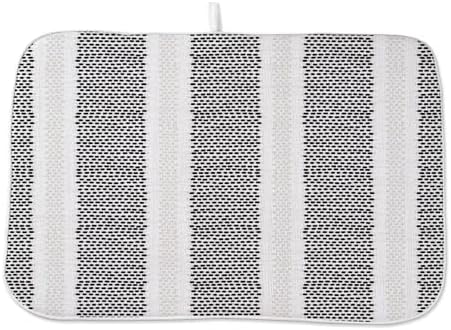 Boho Black Dish Drying Mat 18 x 24 inch Modern Geometry Polka Dot