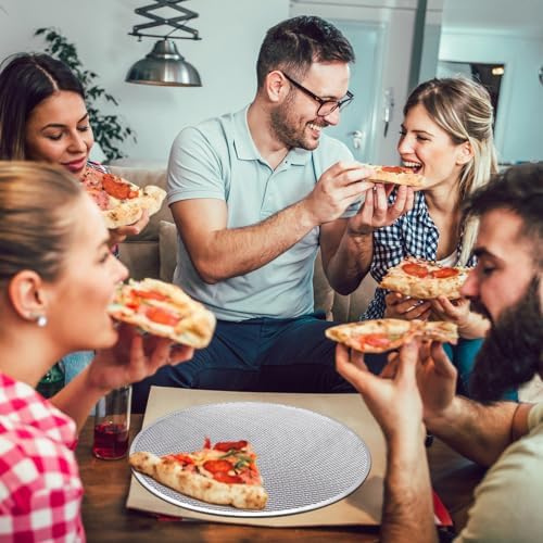 Nuogo 5 Pcs 16 Inch Aluminum Mesh Pizza Screens with Holes, Round