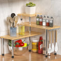 ZHWS Adjustable 3-Tier Corner Counter Shelf with 4 Hooks