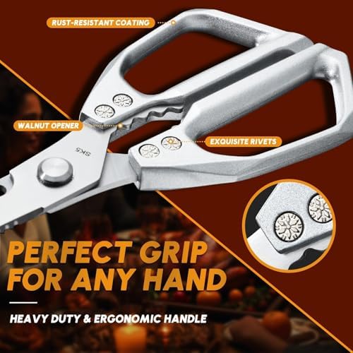 Huusk Heavy Duty Kitchen Shears, 2 Pack Japanese Steel Kitchen