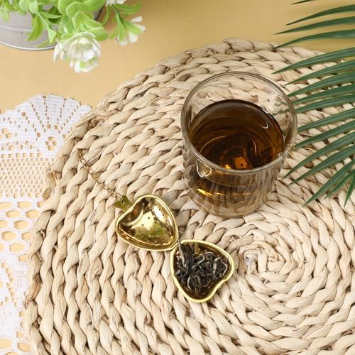 20 Pcs Gold Stainless Steel Tea Strainer Tea Ball Infuser, Heart Shape