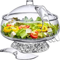 Amazing Abby - Ice Bed - Acrylic 5-Quart Salad Bowl with Built-in Ice Base and Lid, Plastic Clear Serving Bowl with Integrated Servers, Keeping Salad Cold and Fresh for Party, Picnic, Outdoor Dining