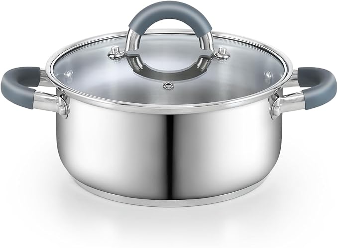 Cook N Home 3-Quart Stainless Steel Pot, Small Stock Pot by CookNHome