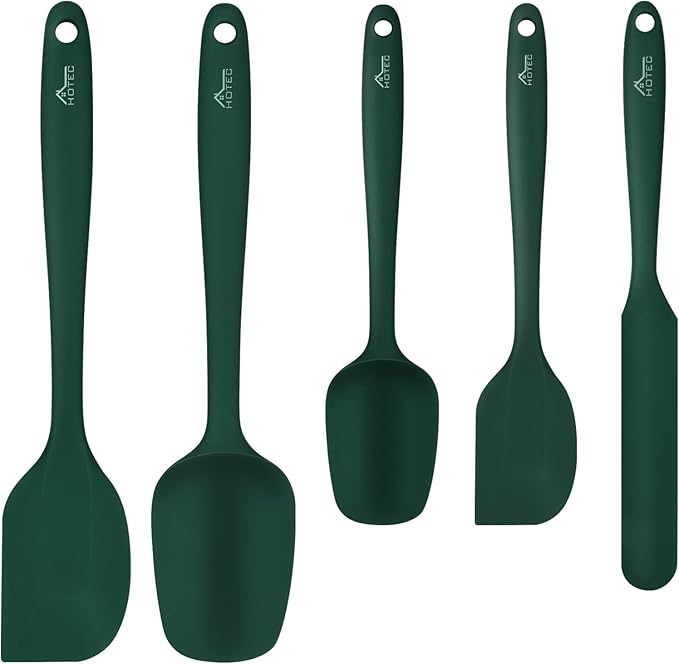 HOTEC 600℉ Heat Resistant BPA-Free Silicone Rubber Spatula Set, Kitchen Cooking by Hotec