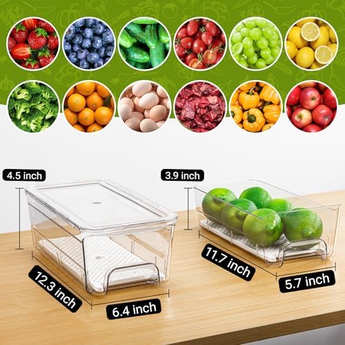 Imncya 4 Pack Clear Refrigerator Organizer Bins