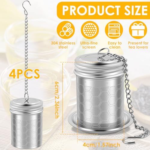 4 Pack Tea Infuser for Loose Leaf Tea, Extra Fine Mesh 304 Stainless