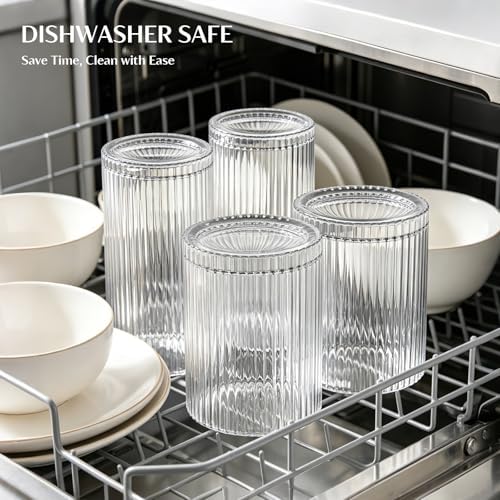 INSETLAN Set of 8 Vintage Glassware - 4 Highball Glasses 12 oz, 4