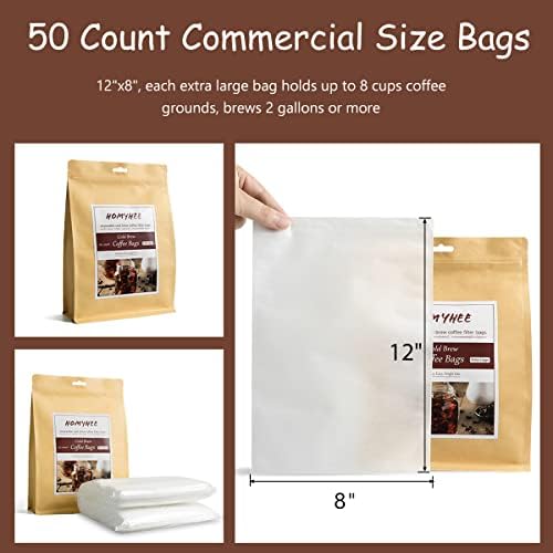 Disposable Cold Brew Coffee Filters - 50 Count Single Use Filter Sock