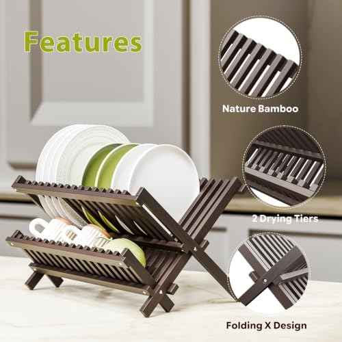 Simple Trending Bamboo 2-Tier Dish Rack