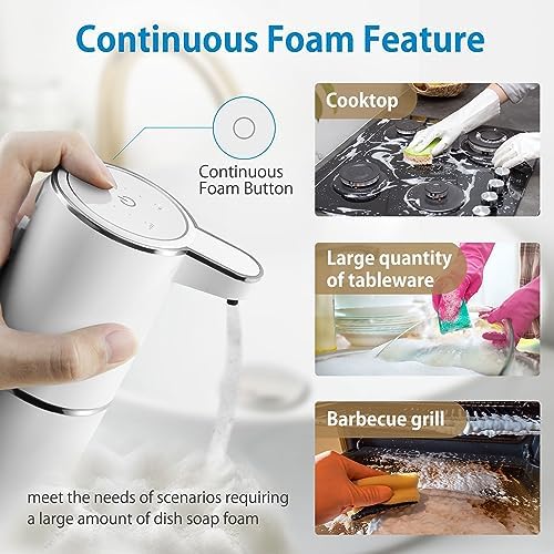 Automatic Foaming Soap Dispenser, 4-Level Adjustable Foam, Wall Mount