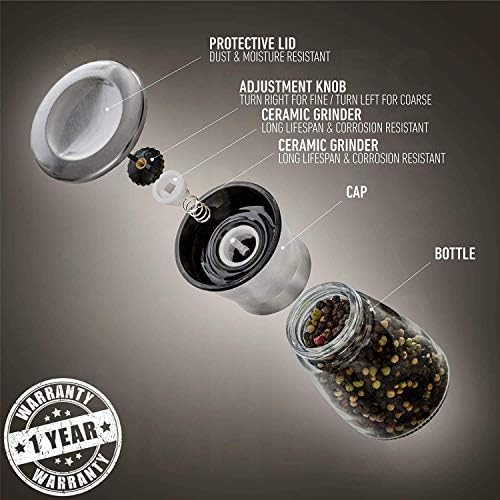 Home EC Stainless Steel Salt and Pepper Grinder Set, 2 Pack